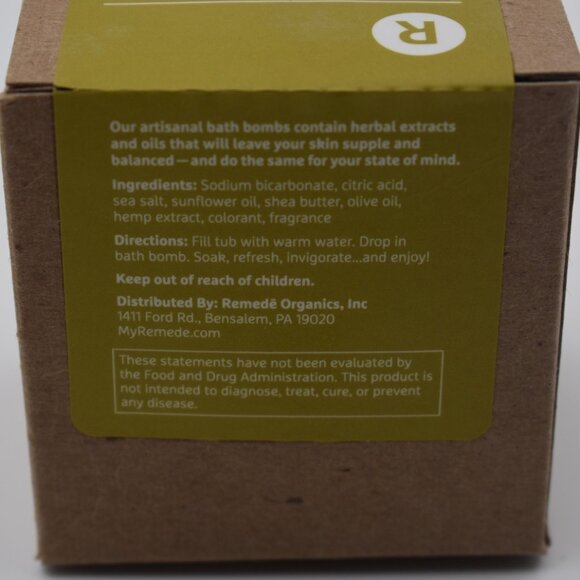 Remede Artisanal Bergamont & Lime Fragrance Hemp Extract 50mg CBD Bath Bomb - Picture 2 of 5